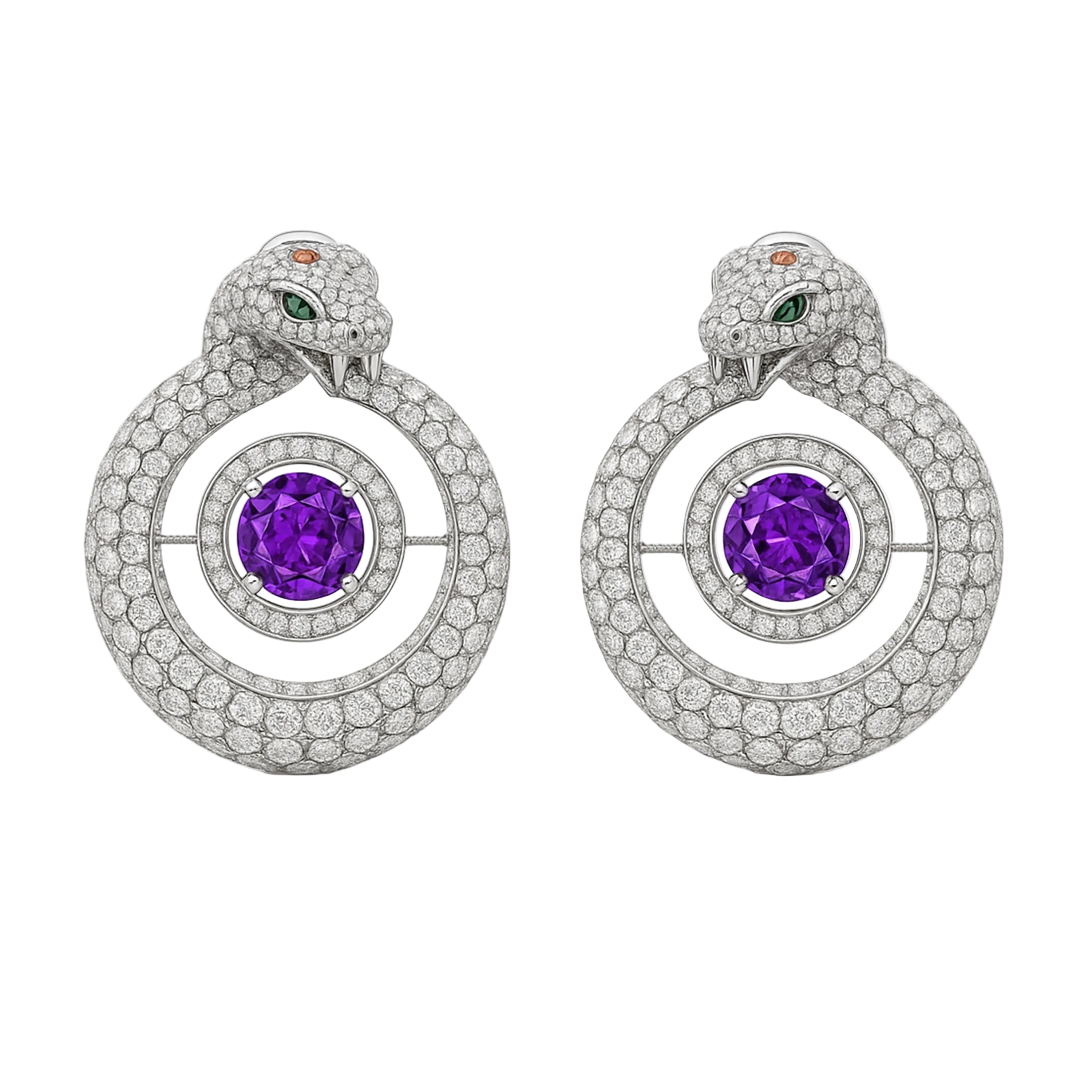 Redbutan High jewel, Twin-serpent high-jewel earrings, studio hero
