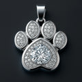 Redbutan companion inspired diamond paw-print pendant in white-gold tone with large center round and pavé toes.